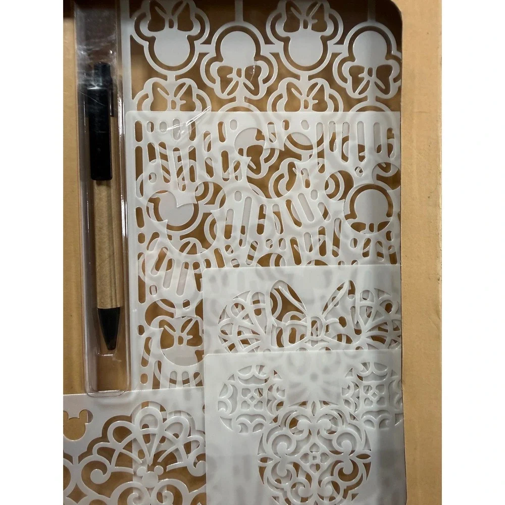 NEW Disney Adult Journal Kit with Pen and 5 Decorative Stencils Kraft Brown New